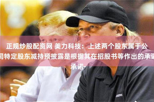 正规炒股配资网 美力科技：上述两个股东属于公司特定股东减持预披露是根据其在招股书等作出的承诺
