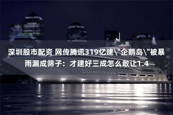 深圳股市配资 网传腾讯319亿建＂企鹅岛＂被暴雨漏成筛子：才建好三成怎么敢让1.4