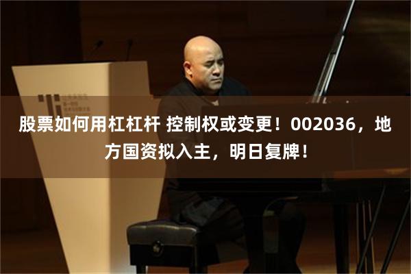 股票如何用杠杠杆 控制权或变更！002036，地方国资拟入主，明日复牌！