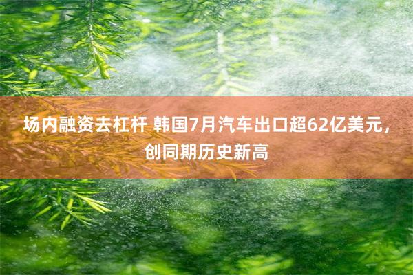 场内融资去杠杆 韩国7月汽车出口超62亿美元，创同期历史新高