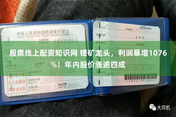 股票线上配资知识网 锂矿龙头，利润暴增1076%！年内股价涨逾四成