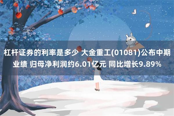 杠杆证券的利率是多少 大金重工(01081)公布中期业绩 归母净利润约6.01亿元 同比增长9.89%